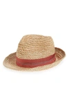 Lola Hats Tarboush Azure Raffia Hat - Red In Terracotta
