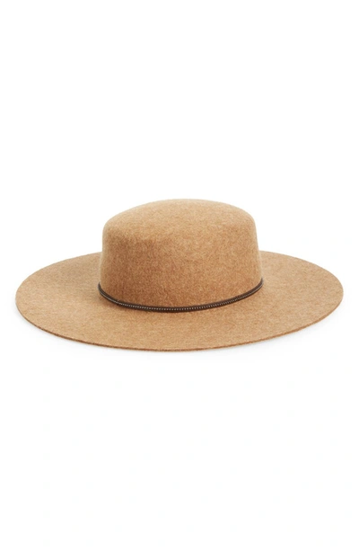 Frye Santa Fe Belted Wool Felt Boater Hat In Lt Brown