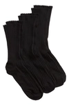 Hue 3-pack Scalloped Rib Socks In Black