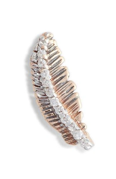 Kismet By Milka Diamond Feather Single Earring In Rose Gold/ Diamond