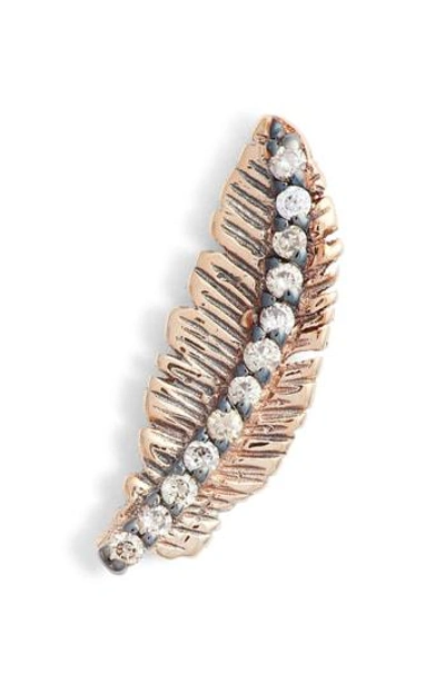 Kismet By Milka Feather Champagne Diamond Earring In Rose Gold/ Diamond