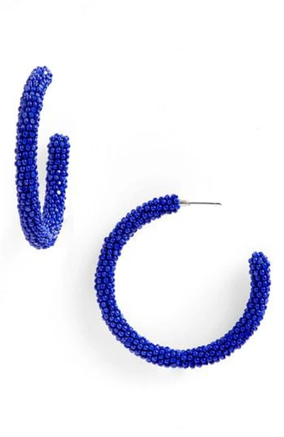 Sachin & Babi Noir Beaded Hoop Earrings In Imperial Blue