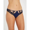 Simone Perele Saga Mesh And Stretch-lace Thong In 525 Navy