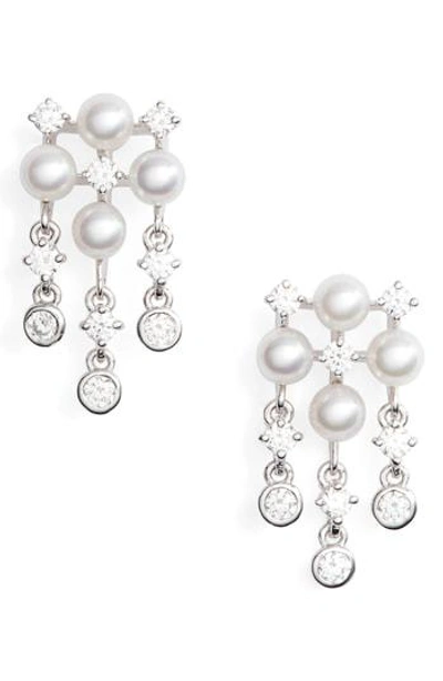 Mikimoto Akoya Cultured Pearl & Diamond Earrings In White Gold