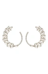 Oscar De La Renta Navette & Pave Hoop Earrings In Crystal