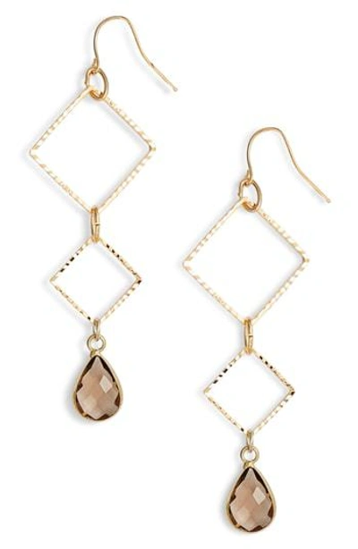 Elise M Callie Triangle Drop Earrings In Gold/ Brown