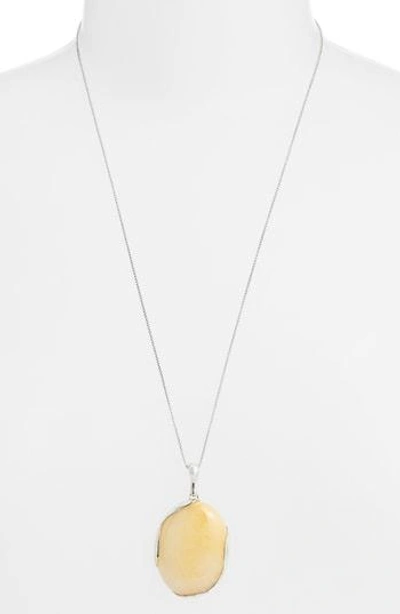 Faris Ovo Long Pendant Necklace In Silver/ Pineapple Jasper