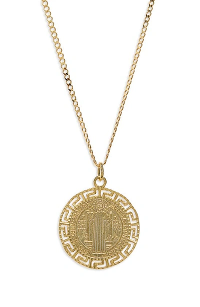 Argento Vivo 18k Gold Plated Sterling Silver Antique Coin Medallion Necklace
