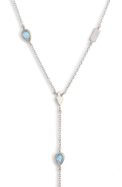 Anzie Cleo Geometric Shaped Y-necklace In Silver/ Blue