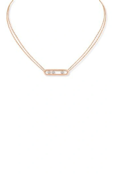 Messika Two Strand Move Diamond Necklace In Rose Gold
