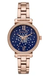 Michael Kors Mini Sofie Blue Crystal-embellished Dial Watch, 36mm In Rose Gold/ Blue/ Rose Gold