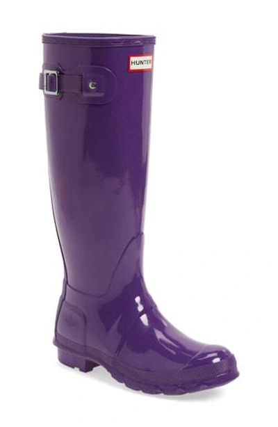 Hunter Original High Gloss Boot In Acid Purple
