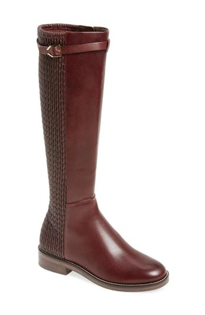 Cole Haan Lexi Grand Knee High Stretch Boot In Cordovan Leather