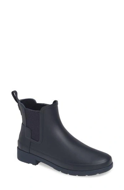 Hunter Refined Chelsea Boot In Navy