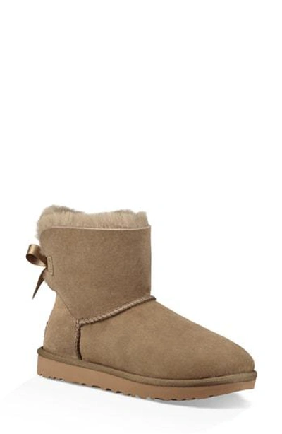 Ugg Mini Bailey Bow Ii Genuine Shearling Bootie In Antelope Suede