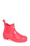 Hunter Original Gloss Waterproof Chelsea Boot In Hyper Pink