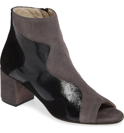 Amalfi By Rangoni Caterina Colorblock Open Toe Bootie In Black Leather