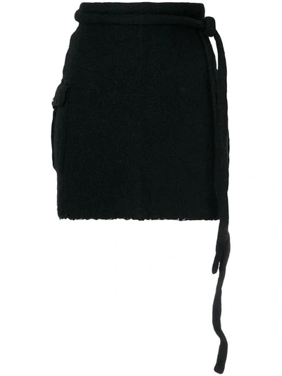 Pre-owned Comme Des Garçons Strickrock Mit Wickeloptik In Black