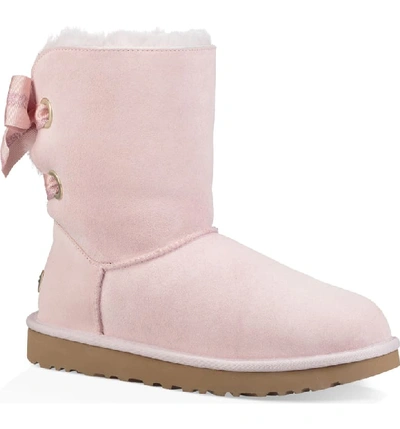 Ugg Customizable Bailey Bow Mini Booties In Seashell Pink Suede