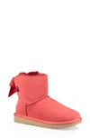 Ugg Customizable Bailey Bow Mini Genuine Shearling Bootie In Ribbon Red Suede
