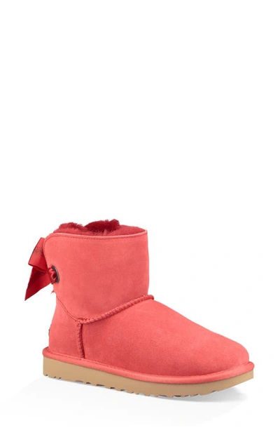 Ugg Customizable Bailey Bow Mini Genuine Shearling Bootie In Ribbon Red Suede