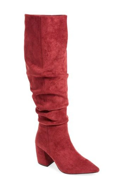 Jeffrey Campbell Final Slouch Over The Knee Boot In Wine Suede