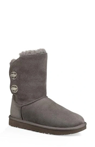 Ugg Short Luxe Turn-lock Boots In Charcoal Suede