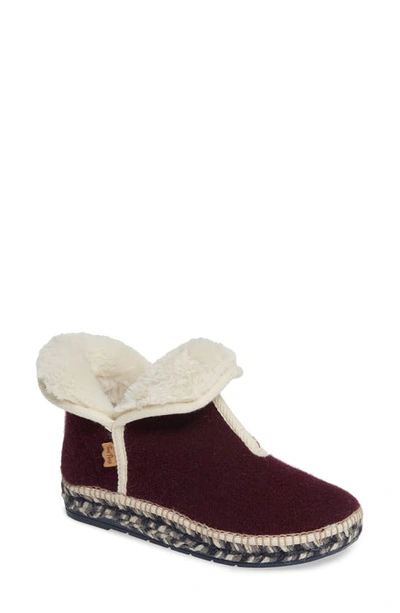 Toni Pons Espadrille Platform Bootie With Faux Fur Lining In Purple Fabric