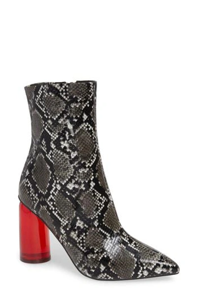 Jeffrey Campbell Lustful Bootie In Black Grey Snake/ Red Combo