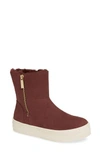 Jslides Henley Faux Fur Lined Bootie In Burgundy Nubuck