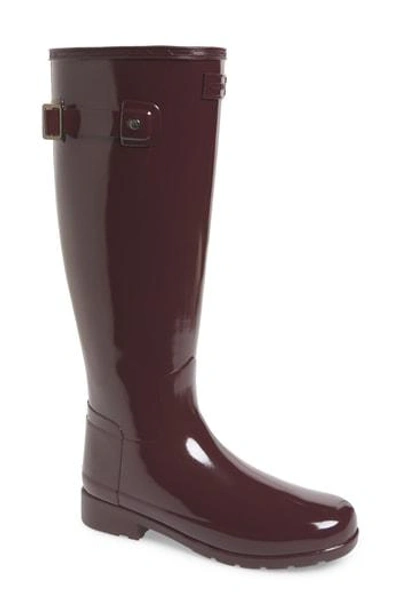Hunter Original Refined Gloss Tall Waterproof Rain Boot In Oxblood