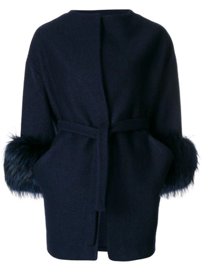 Ava Adore Fur Cuffs Coat - Blue