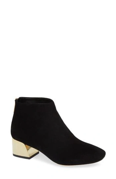 Karl Lagerfeld Hayden Bootie In Black/ Gold Suede