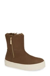 Jslides Henley Faux Fur Lined Bootie In Khaki Nubuck