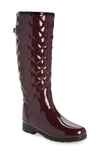 Hunter Original Refined High Gloss Quilted Rain Boot In Oxblood Rubber