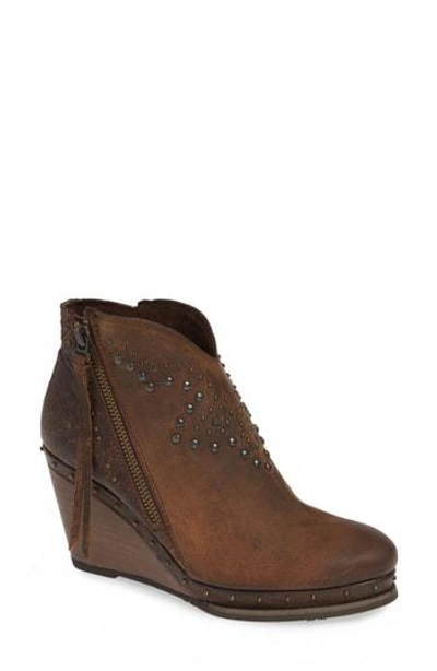 Ariat Stax Studded Wedge Bootie In Russet Diamondback Tan Leather