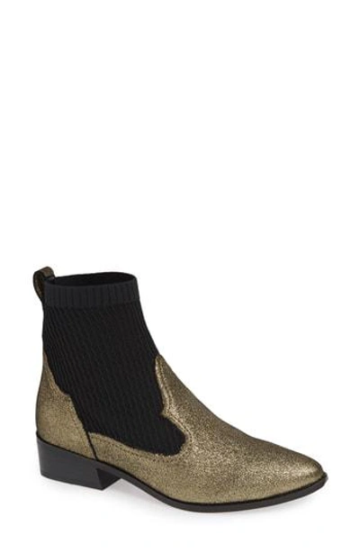 Cecelia New York Tomas Bootie In Gold/ Black Leather