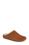 Fitflop Chrissy Genuine Shearling Lined Mule In Tumbled Tan Suede