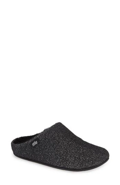 Fitflop Chrissy Genuine Shearling Lined Mule In Black Wool