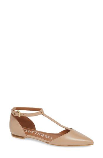 calvin klein t strap flats