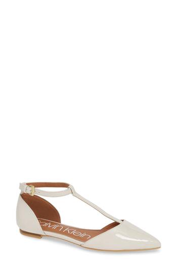 calvin klein t strap flats