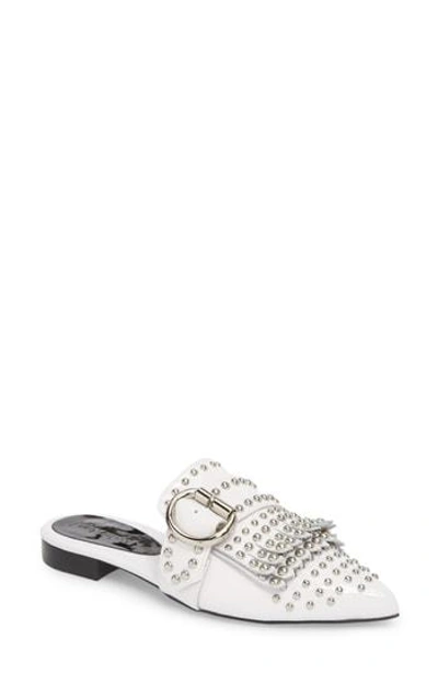 Jeffrey Campbell Daniel Studded Loafer Mule In White Silver