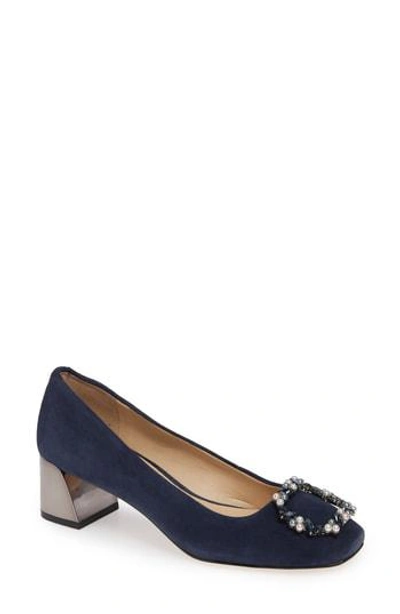 Karl Lagerfeld Hadley Embellished Pump In Midnight Suede