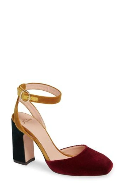 Jcrew Harlow Ankle Strap Pump In Burnished Beet Mixed Velvet