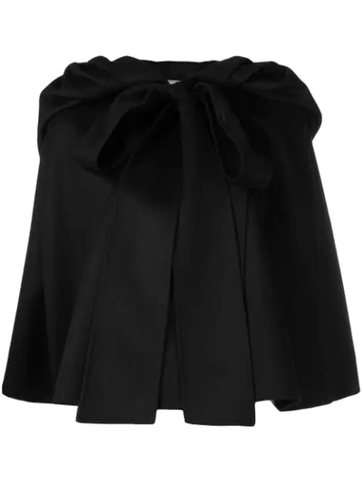 Valentino Gathered Cap Sleeve Cape In Black