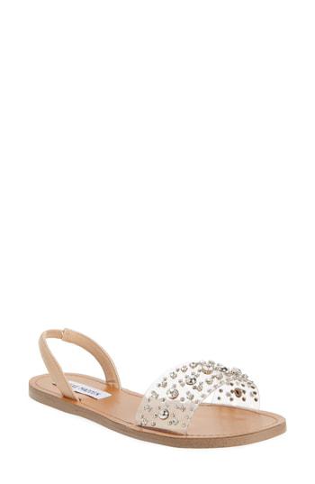 steve madden clear sandals with rhinestones