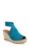Gentle Souls By Kenneth Cole Colleen Espadrille Wedge In Turquoise Suede