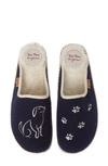 Toni Pons Mysen Faux Fur Lined Espadrille Slipper In Navy Dog Fabric