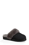 Ugg Cozy Knit Genuine Shearling Slipper In Black