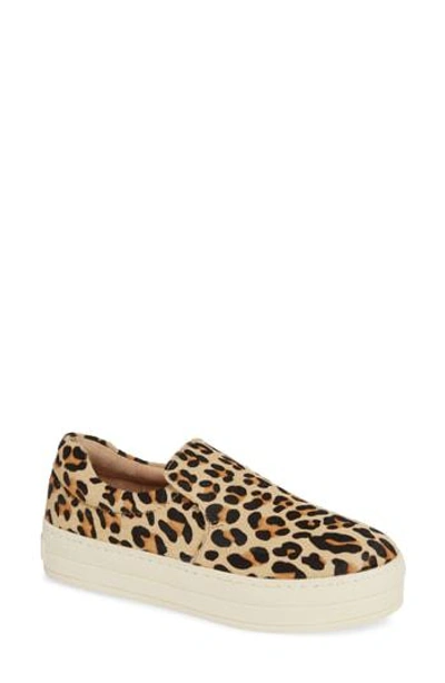 Jslides Harry Genuine Calf Hair Slip-on Sneaker In Leopard Calf Hair